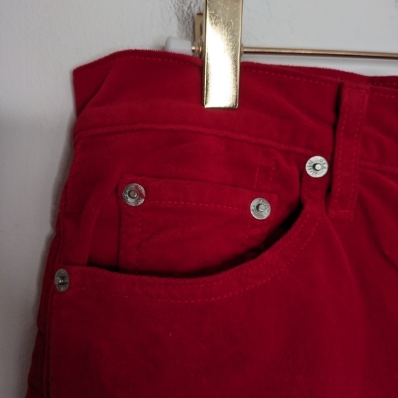 RE/DONE Cropped High-rise Stretch-velvet Skinny Pants In Red Size 30 - Picture 9 of 11